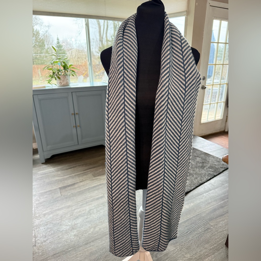 Gallery Seven Blue and White Knit Scarf
